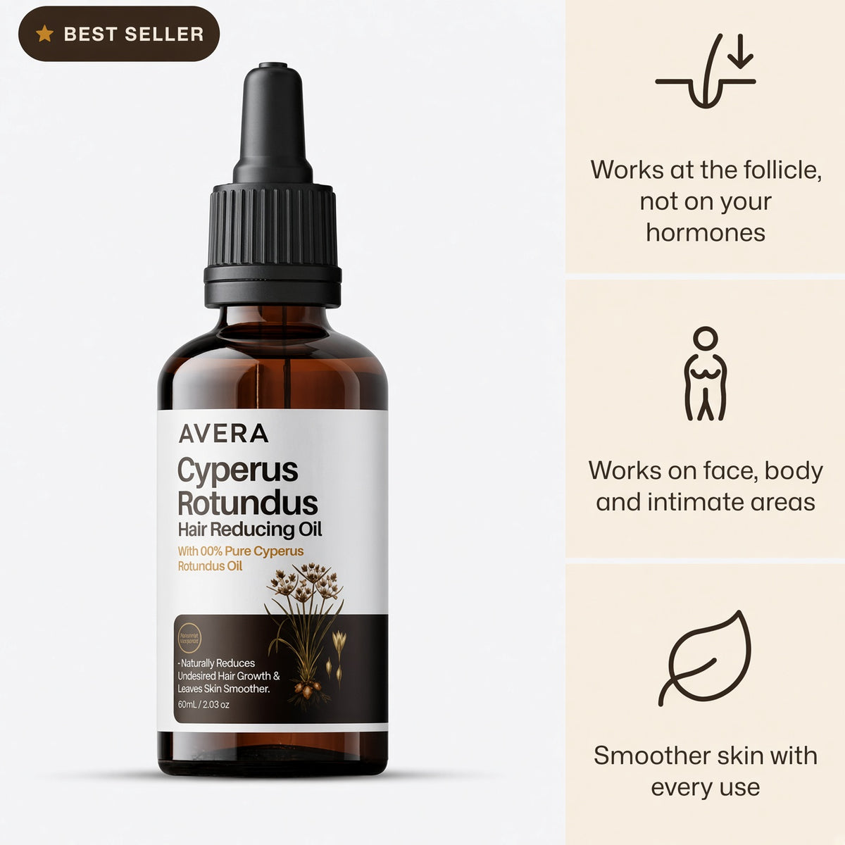 AVERA Cyperus Oil — slower, finer regrowth
