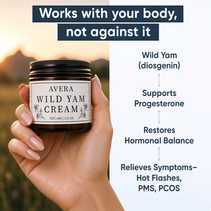 AVERA Wild Yam Cream for Hormonal Balance, Menopause, PMS & PCOS Support