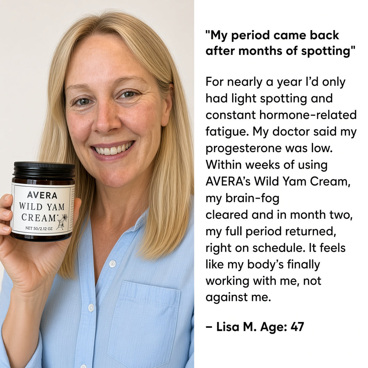 AVERA Wild Yam Cream for Hormonal Balance, Menopause, PMS & PCOS Support