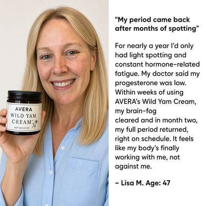 AVERA Wild Yam Cream for Hormonal Balance, Menopause, PMS & PCOS Support